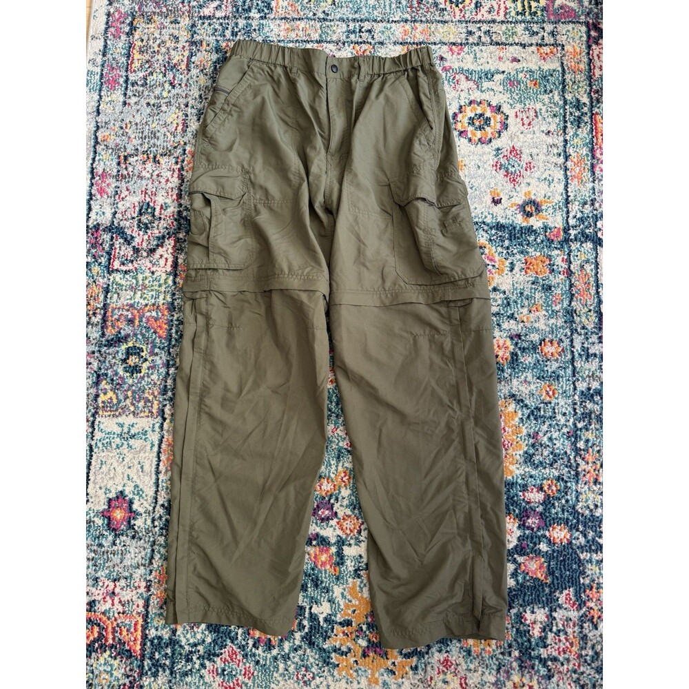 REI Convertible Cargo Pants Men's L 32L Green Zip Off Hiking Outdoor Nylon